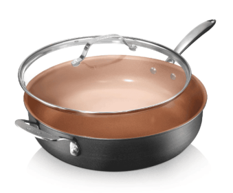 Gotham Steel Nonstick Frying Pan 12" inch 5.5 Quart Cooking Pot Skillet with Lid Ceramic Saute Pan Jumbo Cooker