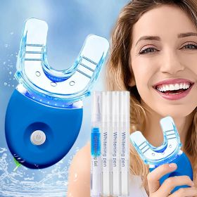 Teeth Profession Kit - 5X LED Light Tooth With 3pcs Pens,1 Desensitization Pen,1 Mouth Trays Restores Your White Smile,pefect Gift For Girlfriend (Option: Blue)