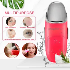 Nano Facial Mister Nano Cool Mist Facial Sprayer Portable Handy Face Steamer Moisturizing Massager USB Charge (Option: Red)